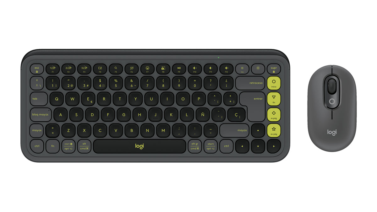 TECLADO + RATON LOGITECH POP ICON WIRELESS BLACK/GREEN