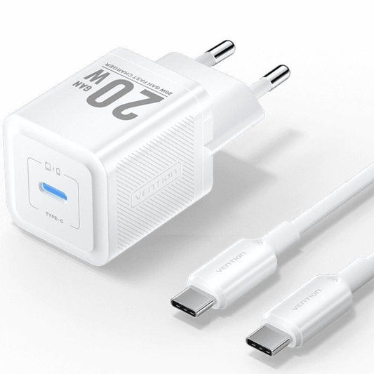 CARGADOR DE PARED VENTION GAN USB-C 20W WHITE + CABLE UCB-C