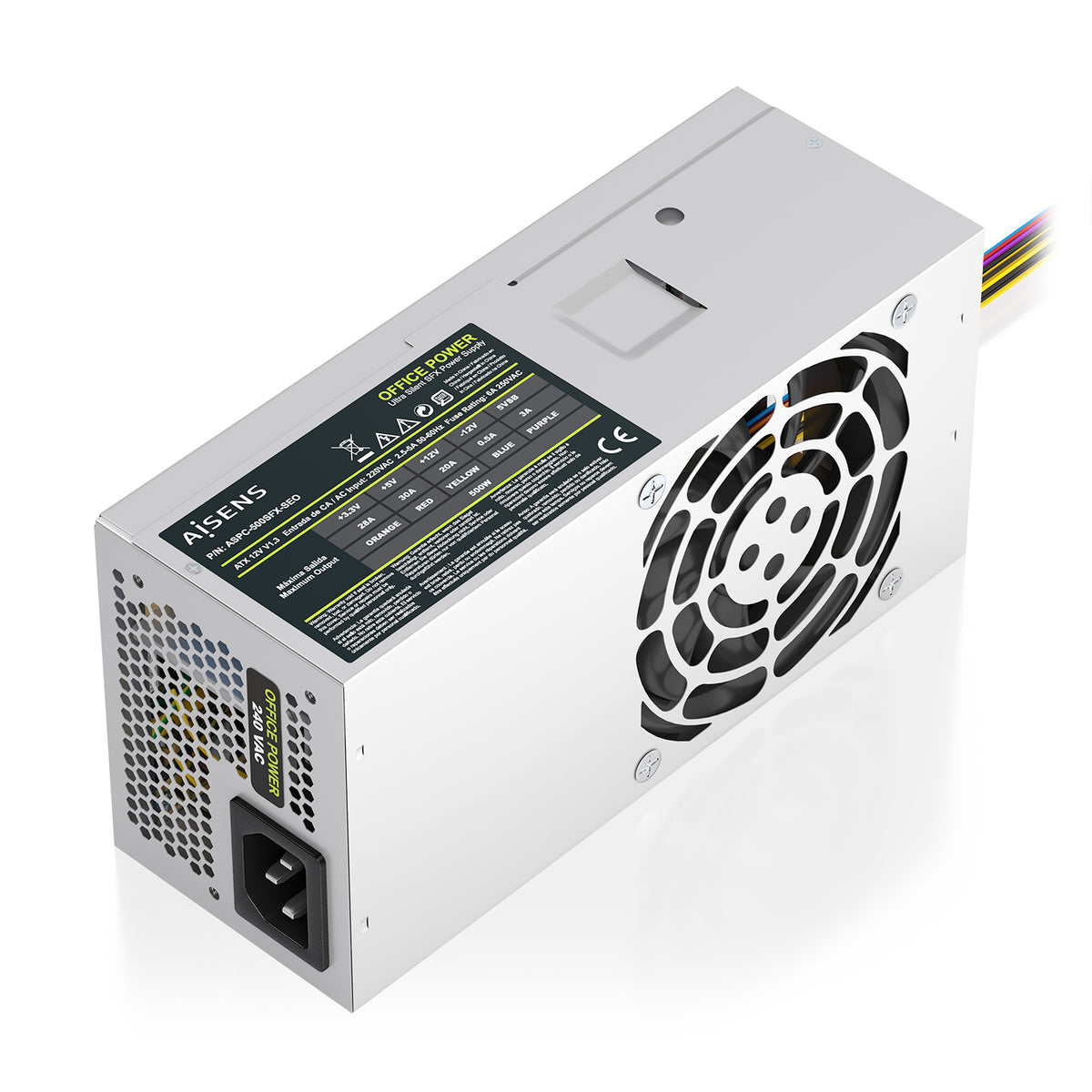Fuente AISENS ATX 500W TFX 8cm Plata (ASPC-500TFX-SEO)