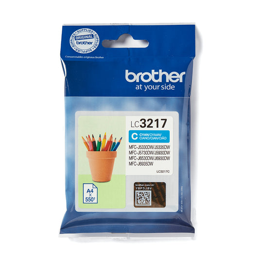 Brother LC3217 Cyan Original Ink Cartridge - LC3217C. 550 Pages