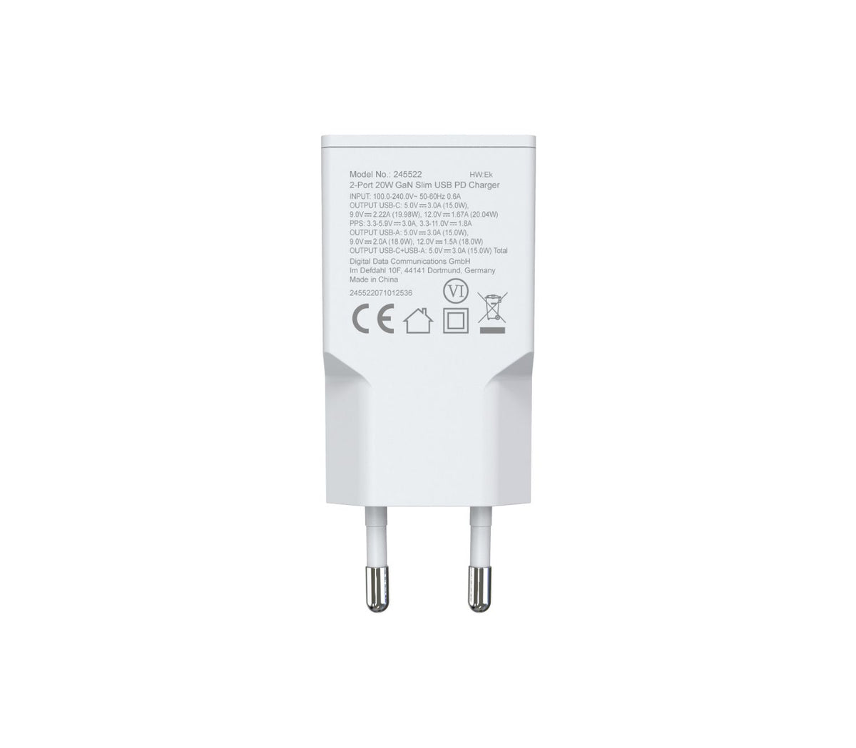 Cargador de Pared EQUIP GaN USB-A/C 20W Blanco (245522)