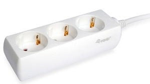 Regleta tres tomas de enchufe schuko sin interruptor cable de 1.5 metros