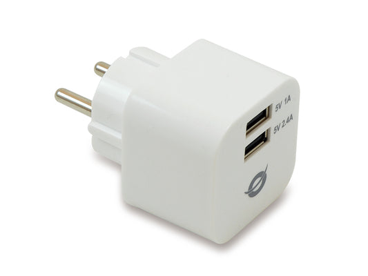 Cargador Pared CONCEPTRONIC 2xUSB Blanco (CUSBPWR34A)