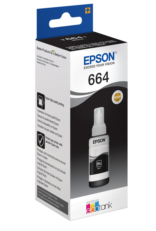 Epson T6641 Original Black Ink Bottle - C13T664140. 70 ml