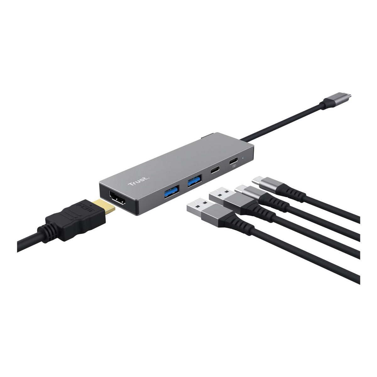 Adaptador Trust Dalyx 5en1 USB-C Gris (26062)