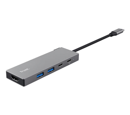 Adaptador Trust Dalyx 5en1 USB-C Gris (26062)