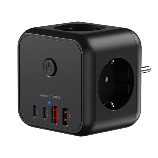 Cargador Mars Gaming 3Schuko 2xUSB-A 2xUSB-C (MDCUBE20)