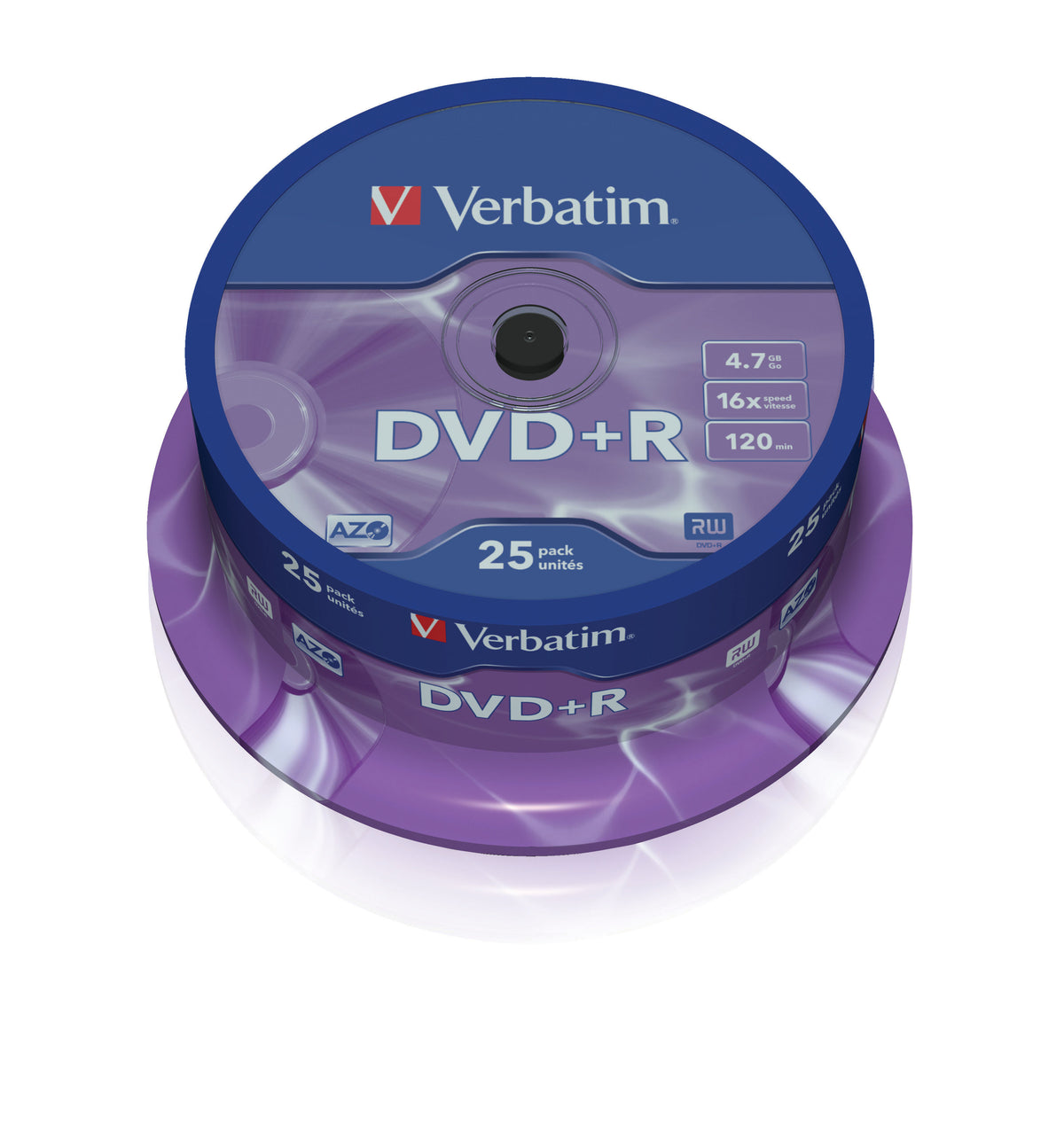 Dvd + r 4.7 gb 120 min 16x tarrina 25 uds