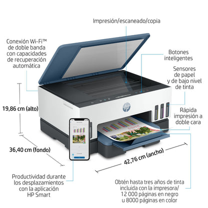 HP Smart Tank 7006 Inalámbrico All-in-One Color Impresora, Impresión a doble cara; Copiadora y escáner