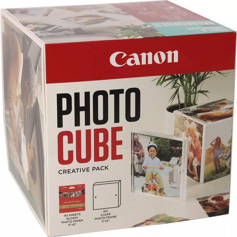 PAPEL FOTOGRAFICO CANON PP-201 5X5" 40HOJAS + MARCO FOTOS 13X13CM + CUBE BL