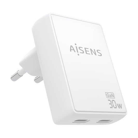 AISENS GaN 30W Wall Charger 2xUSB-C (ASCH-30W2P075-W)