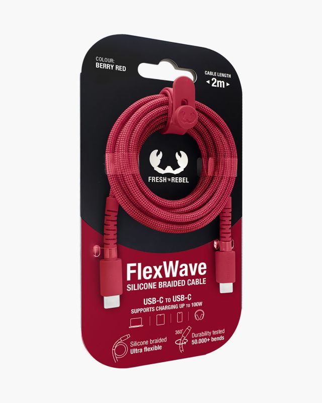 Cable Fresh N Rebel FlexWave USB-C 100W Rojo(2CCC201BR)