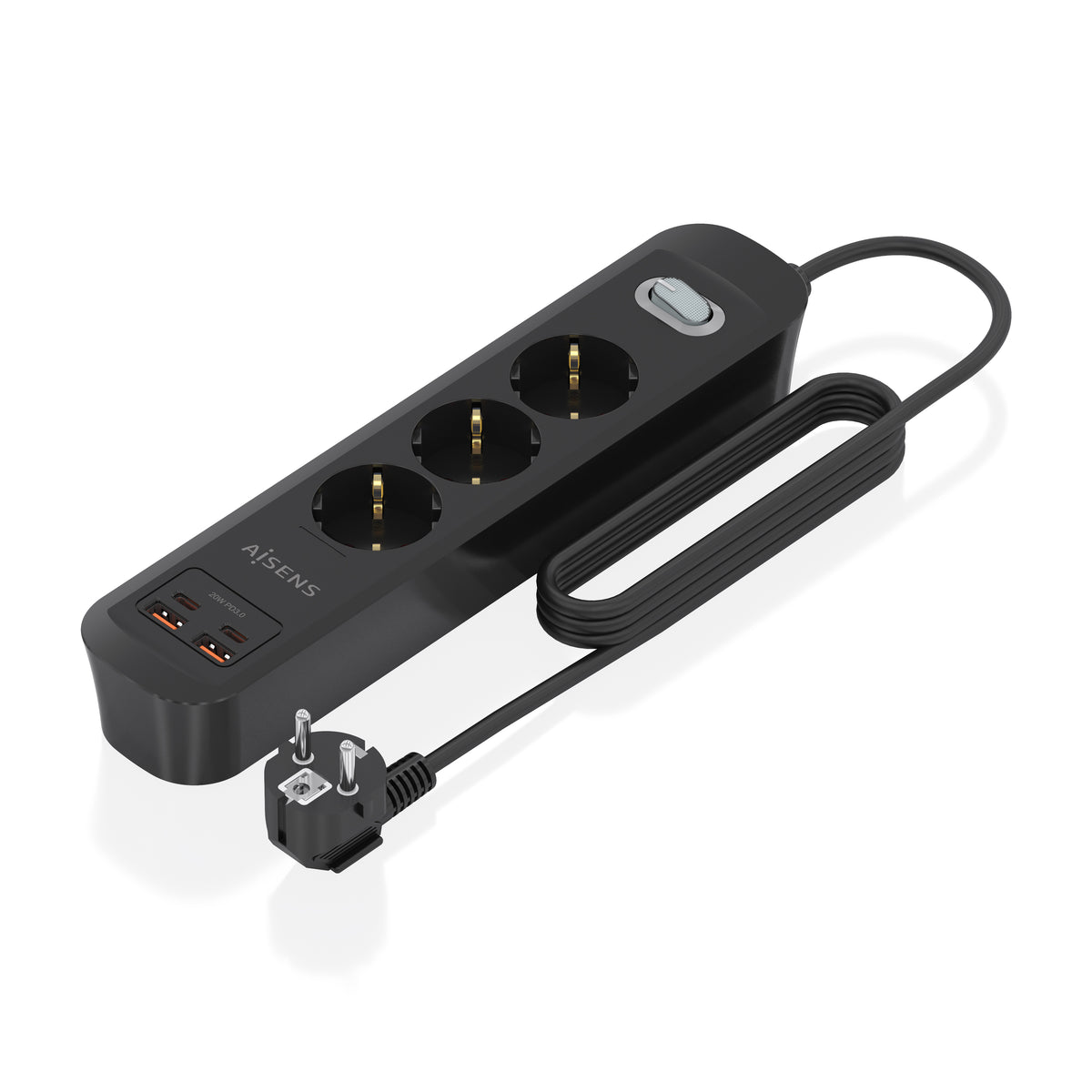 Regleta Aisens 3Tomas 2Usb-C 2Usb-A (ASPS-2A2C11-BK)