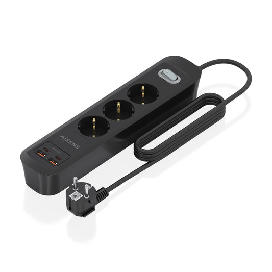 Regleta Aisens 3Tomas 2Usb-C 2Usb-A (ASPS-2A2C11-BK)