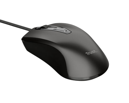 Raton basic 3 botones y rueda de desplazamiento 1200dpi conexion cable USB longitud170cm ambidiestrocolor negro
