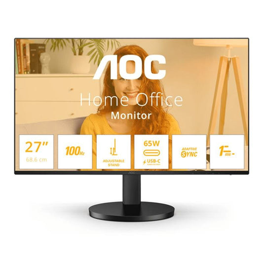 MONITOR AOC 27" 100HZ QHD 2K MULTIMEDIA ERGO USB-C HDMI BLACK