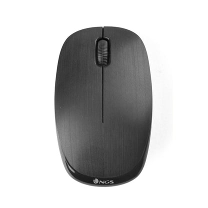 Wireless mouse with nano USB optical receiver, 2 buttons, 1,000 dpi, ambidextrous, black