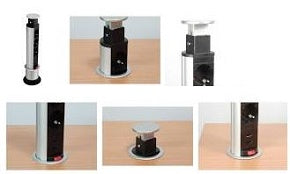 Regleta para mesa tres tomas de enchufe schuko + 2 puertos alimentacion USB con interruptor aluminio cable 1.5 metros