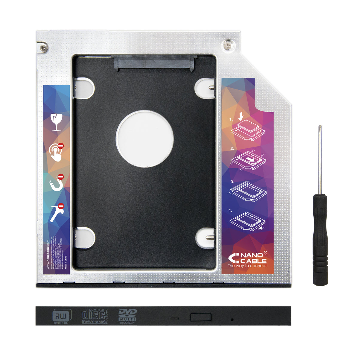ADAPTADOR NANOCABLE DISCO DURO 7.0MM PARA UNIDAD OPTICA PORTATIL 9.5MM (10.99.0101)