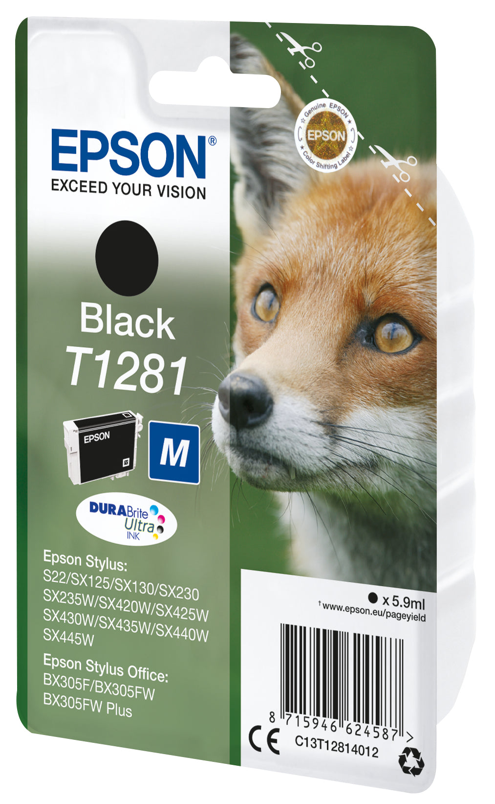 Epson T1281 Black Ink 5.9ml 185 pages (C13T12814012)