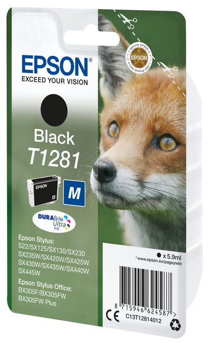 Epson T1281 Black Ink 5.9ml 185 pages (C13T12814012)