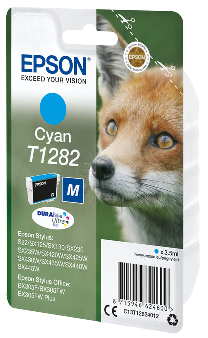 Epson T1282 Cyan Original Ink Cartridge - C13T12824012. 3.5 ml