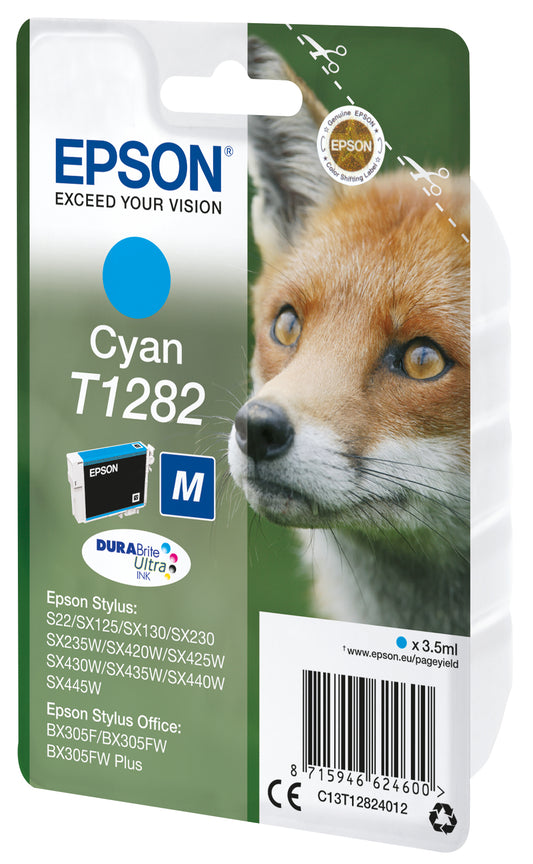 Epson T1282 Cyan Original Ink Cartridge - C13T12824012. 3.5 ml
