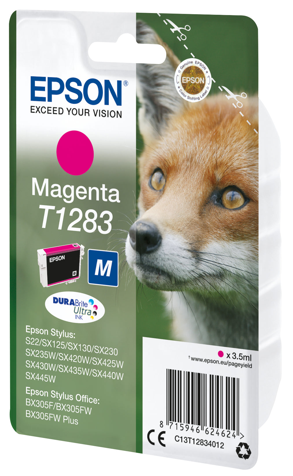 Epson T1283 Magenta Original Ink Cartridge - C13T12834012. 3.5 ml