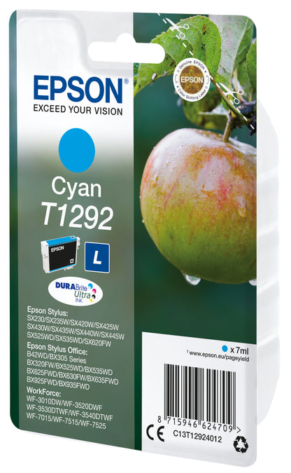 Epson T1292 Cyan Original Ink Cartridge - C13T12924012. 470 Pages