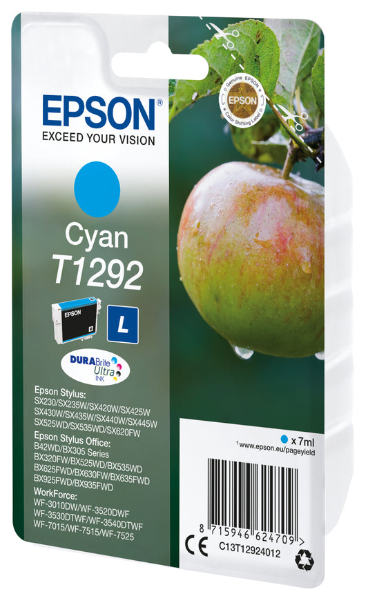 Epson T1292 Cyan Original Ink Cartridge - C13T12924012. 470 Pages