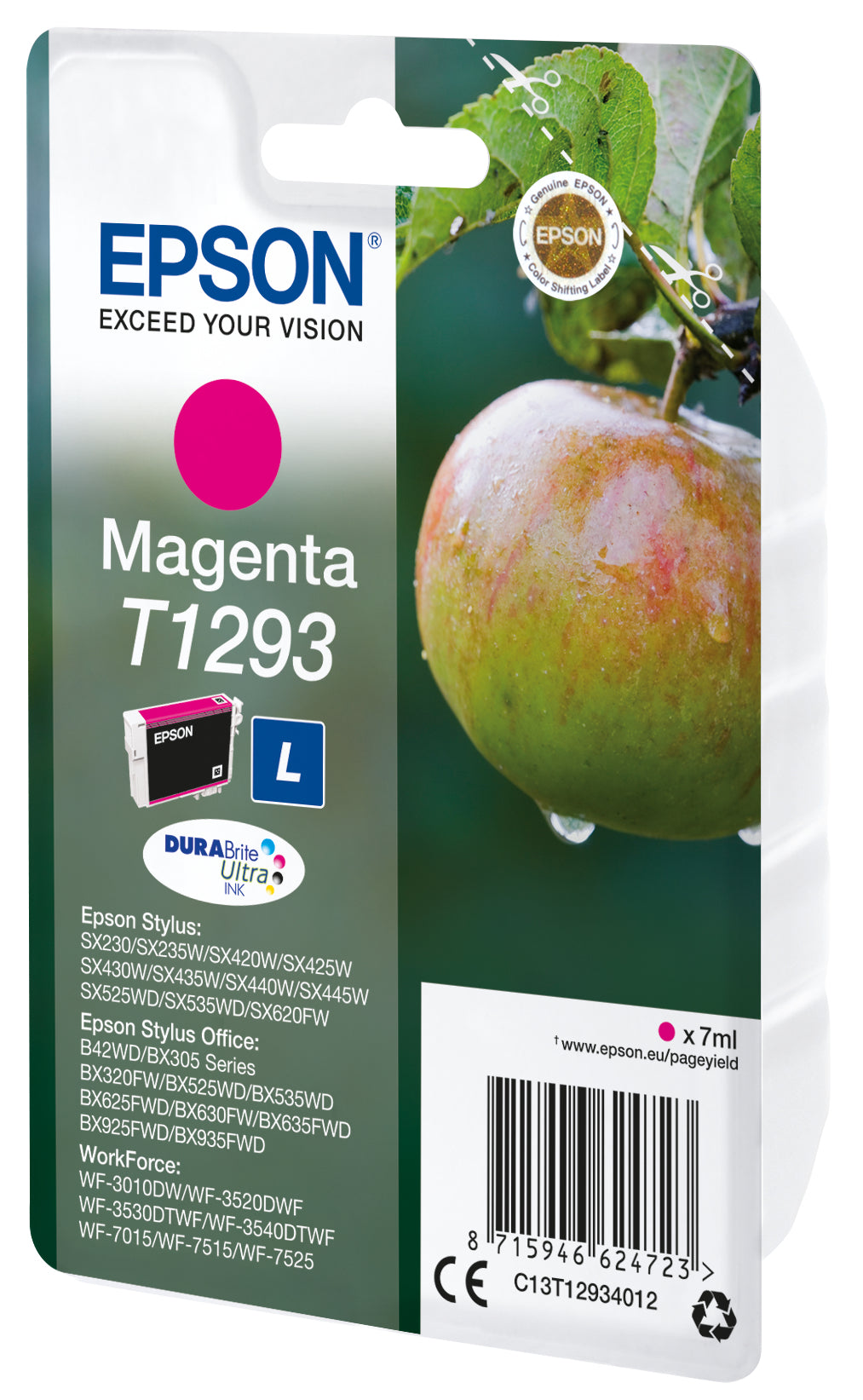 Epson T1293 Magenta Original Ink Cartridge - C13T12934012. 470 Pages