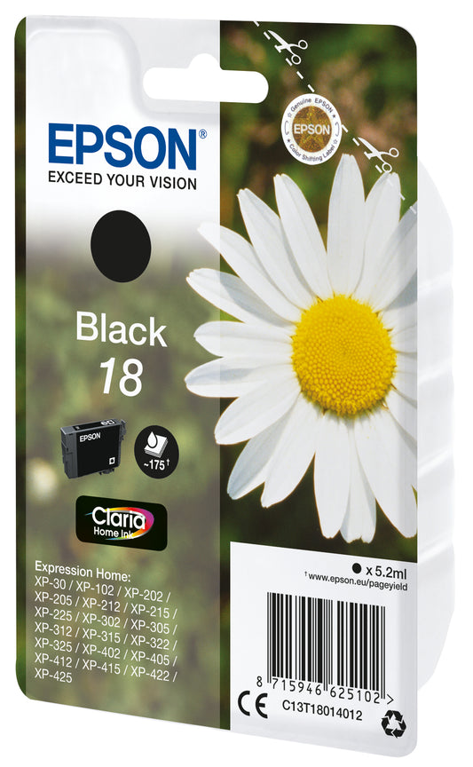Epson T1801 (18) Black Original Ink Cartridge - C13T18014012. 5.2 ml