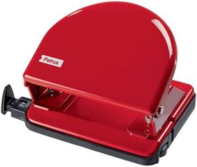 Taladro perforador clasico metalico hasta 20 hojas marcas de formato facil vaciado punzones de 5.5mm color rojo