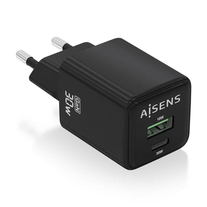 Cargador de Pared AISENS 30W Negro (ASCH-30W2P038-BK)