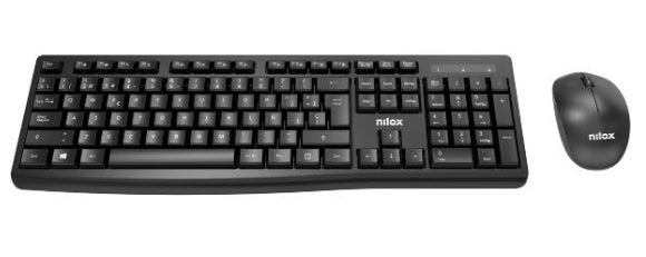 Teclado+Ratón NILOX Wireless 1600dpi Negro (NXKMWE012)