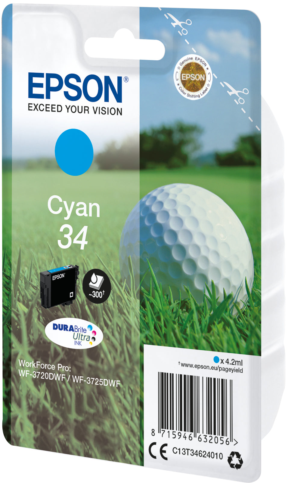 Epson 34 Cyan Ink 4.2ml 300 pages (C13T34624010)