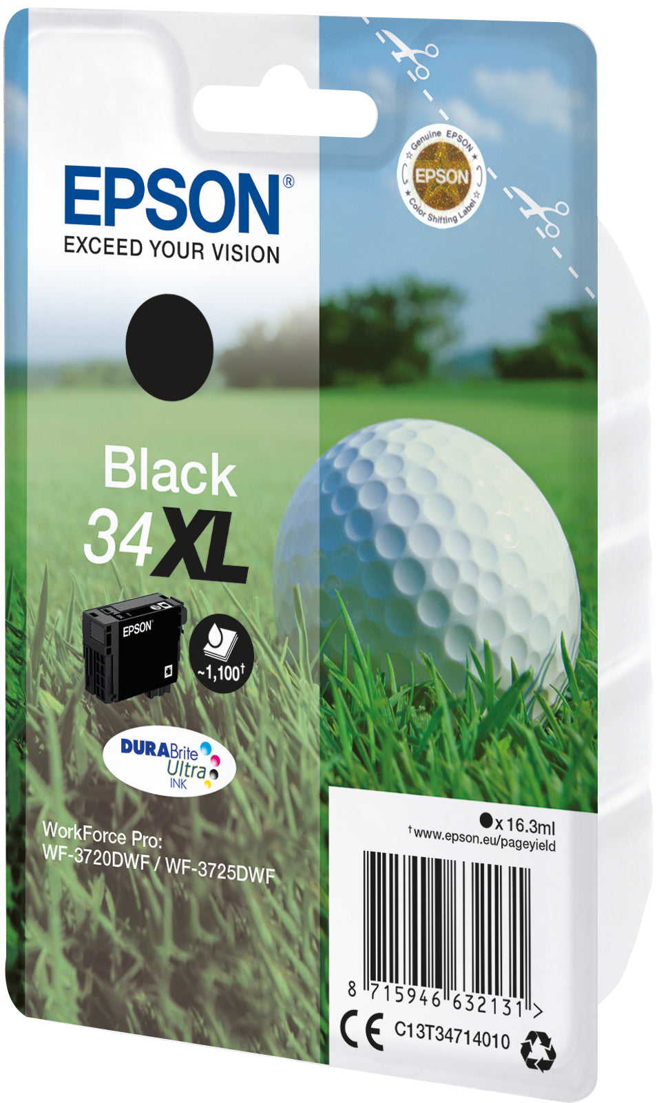 Epson T3471 (34XL) Black Original Ink Cartridge - C13T34714010. 1,100 Pages
