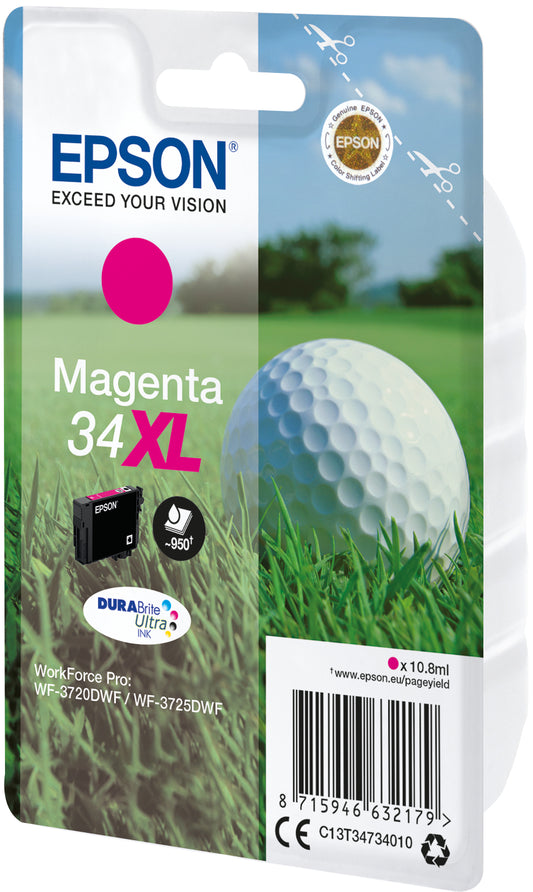 Epson T3473 (34XL) Magenta Original Ink Cartridge - C13T34734010. 950 Pages