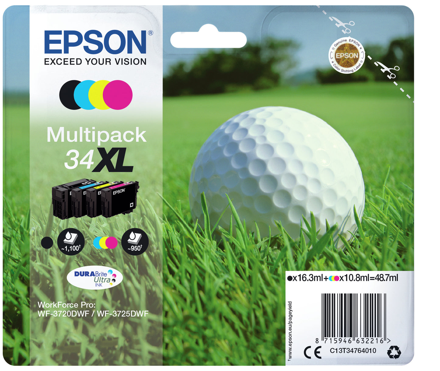 Epson 34XL Black/Tricolor Ink Pack (C13T34764010)