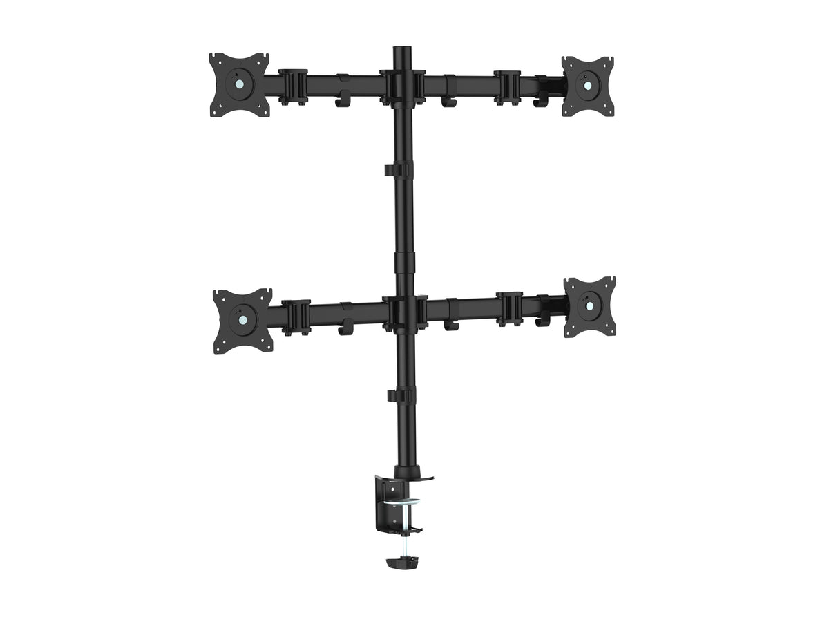 EQUIP soporte de monitor/tv para mesa desde 13' hasta 27' doble brazo articulado soporta 4 monitor/tv vesa estandar hasta 8kg negro (650117)