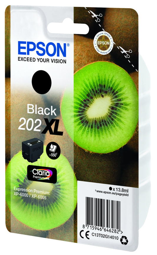 Epson 202XL Black Original Ink Cartridge - C13T02G14010. 550 Pages