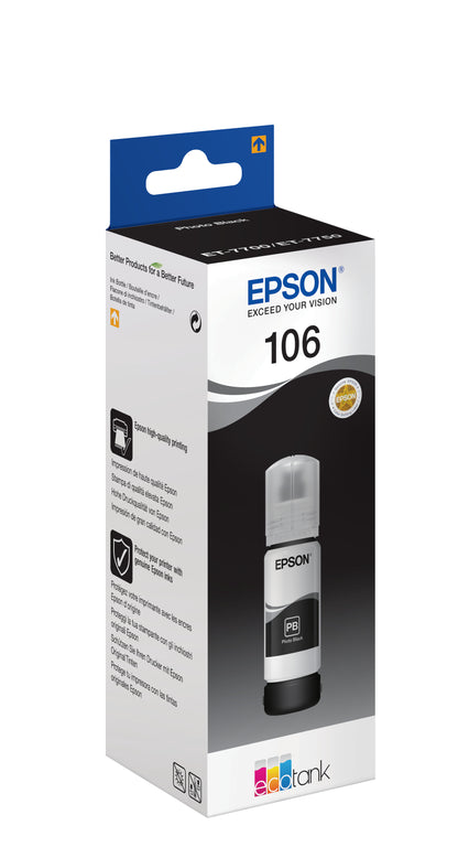 EPSON INK 7700/7750 BOTTLE 106 PHOTO BLACK ECOTANK BOTTLE C13T00R140