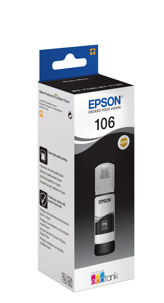 EPSON INK 7700/7750 BOTTLE 106 PHOTO BLACK ECOTANK BOTTLE C13T00R140