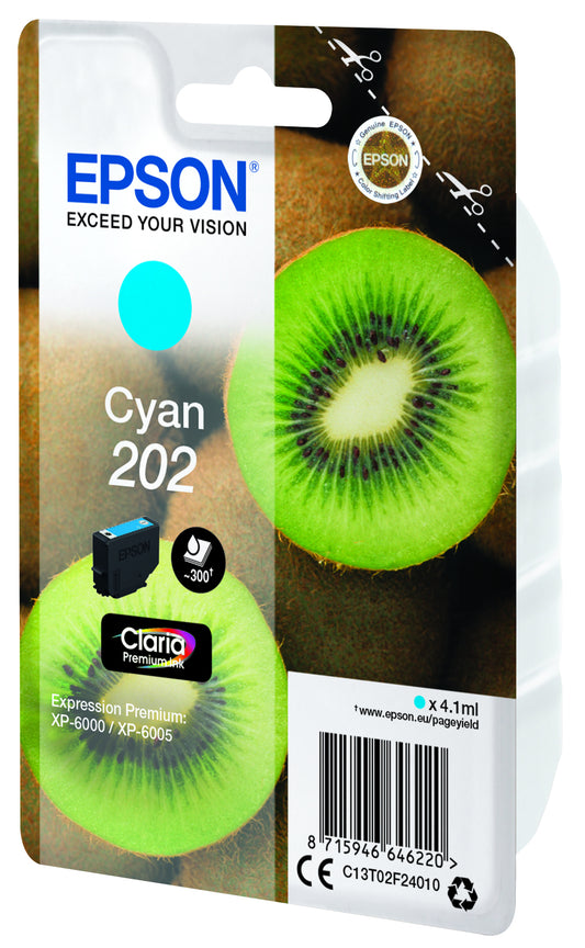 Epson 202 T02F2 Cyan Ink 4.1ml (C13T02F24020)