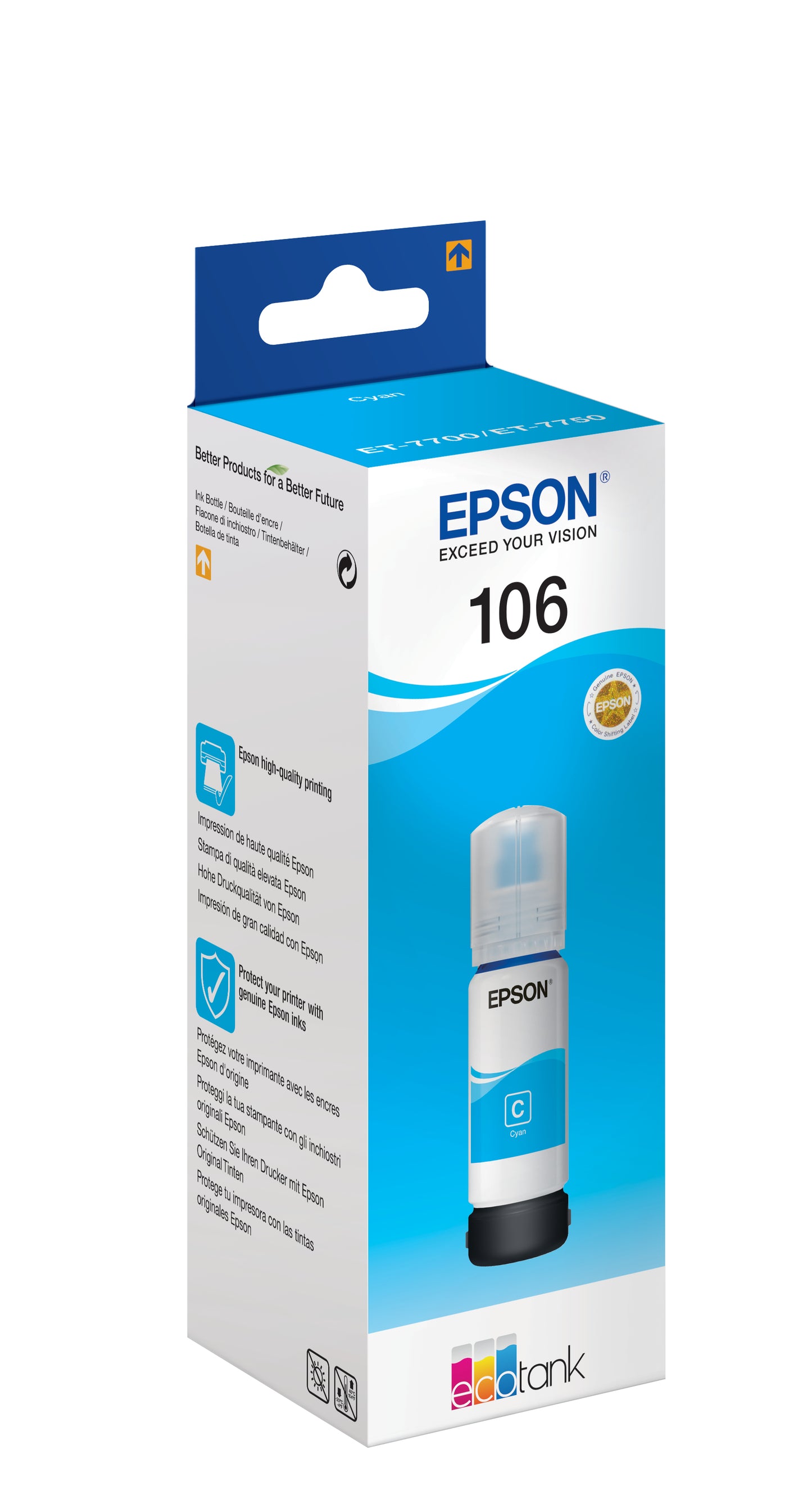 INK EPSON 7700/7750 BOTTLE 106 CYAN ECOTANK BOTTLE C13T00R240