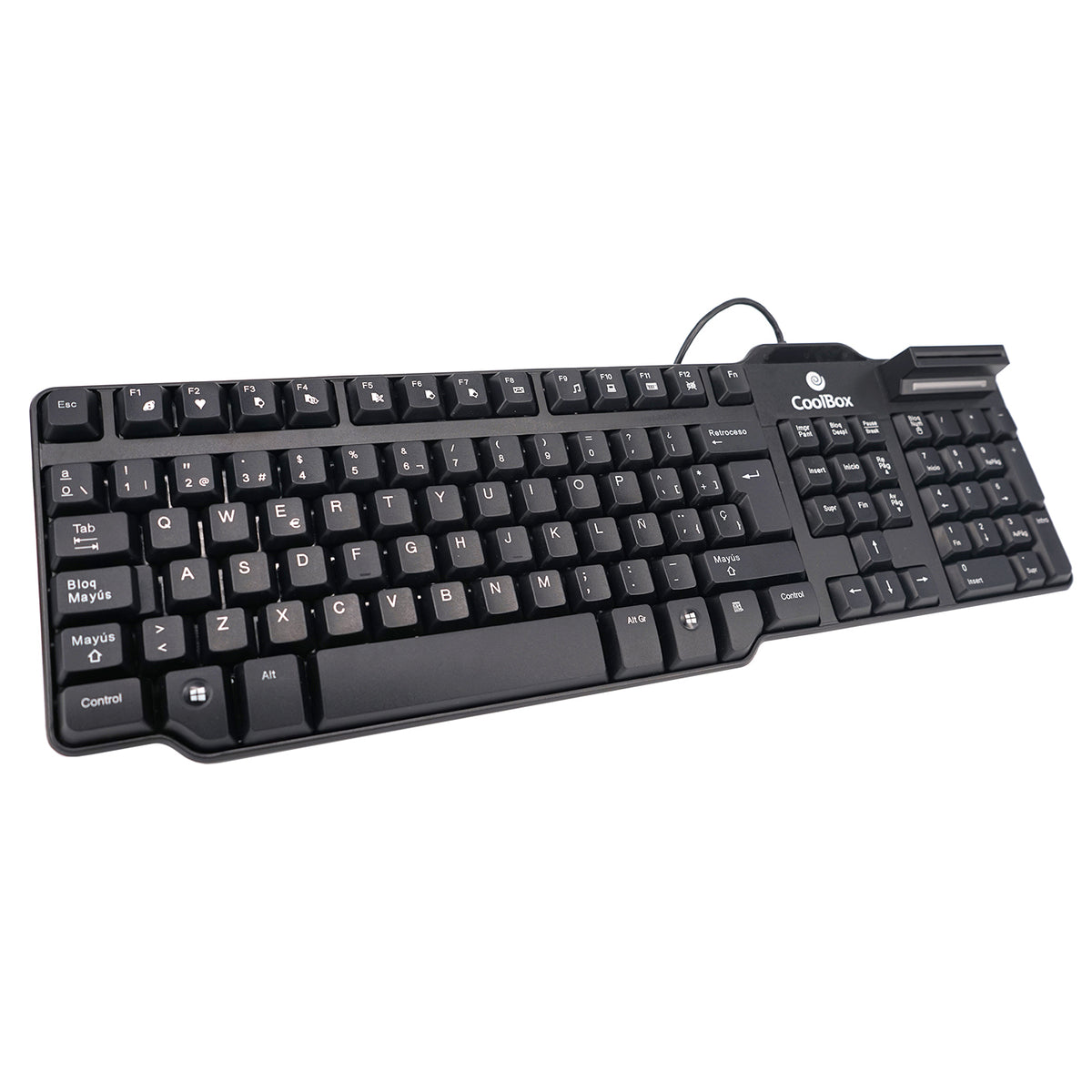 CoolBox Teclado con cable USB con lector de dni 3.0 y smartcard formato normal negro (COO-TEC02DNI)