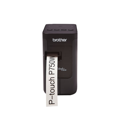Rotuladora pt-p750w WIFI USB 2.0 velocidad impresion hasta 30mm/s resolucion 180x360ppp ancho etiquetas hasta 24mm impresion codigos de barras WIFI direct admite cintas tze / hse de 3,5 / 6 / 9 / 12 / 18 y 24mm
