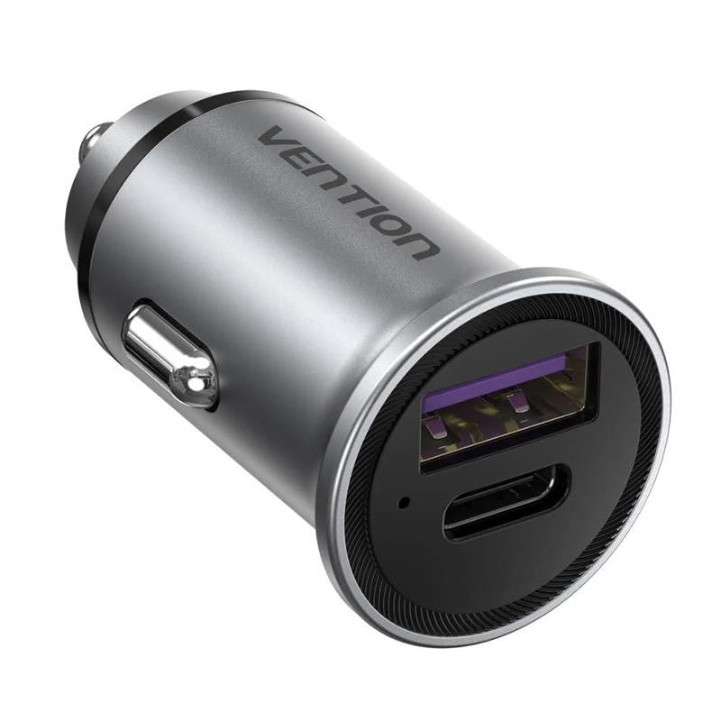CARGADOR COCHE SMARTPHONE VENTION 30W USB-A USB-C SILVER
