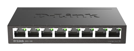 D-Link 8p 10/100/1000 Metal Black Switch (DGS-108)