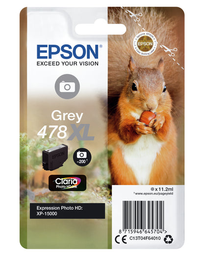 Epson 478XL Gris Cartucho de Tinta Original - C13T04F64010. 200 Paginas
